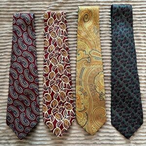LOT OF 4 ROBERT TALBOTT MEN'S TIE 100% SILK MADE IN USA